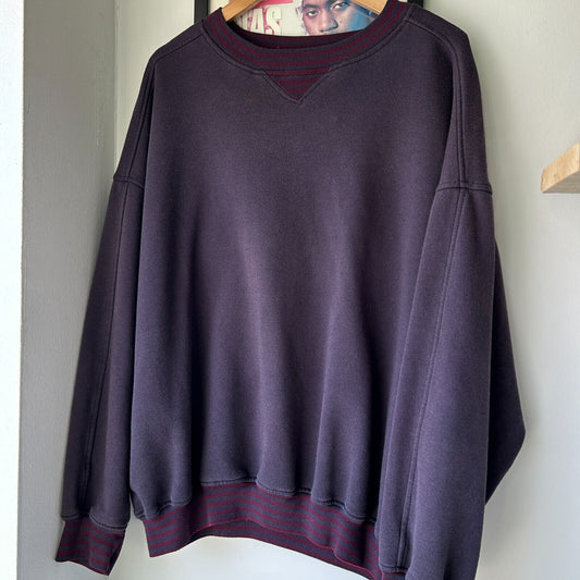 VINTAGE 90s | Blank Faded Navy Blue Crewneck Sweater sz XL