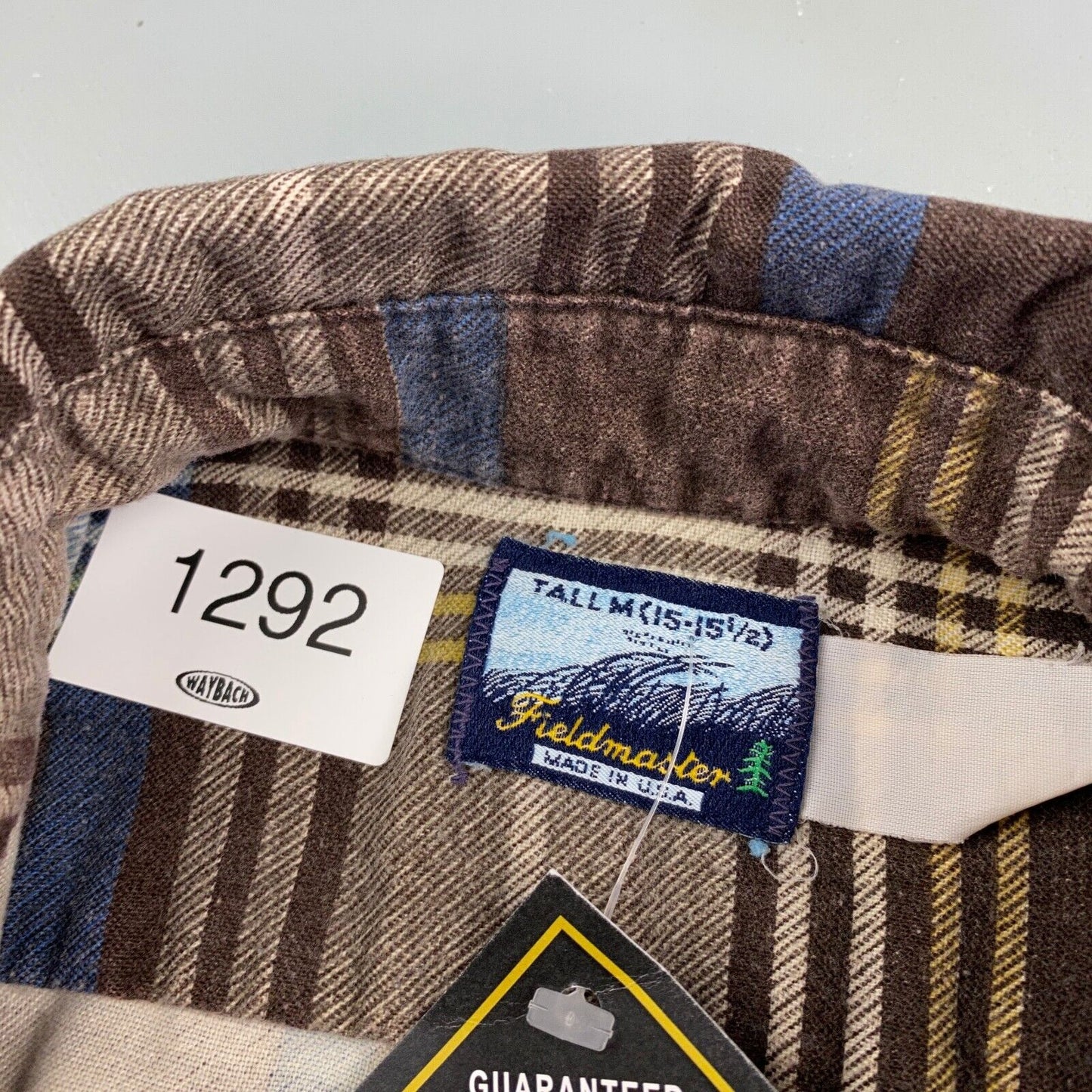 VINTAGE 90s Fieldmaster Brown Plaid Flannel Button Up Shirt sz Medium Adult