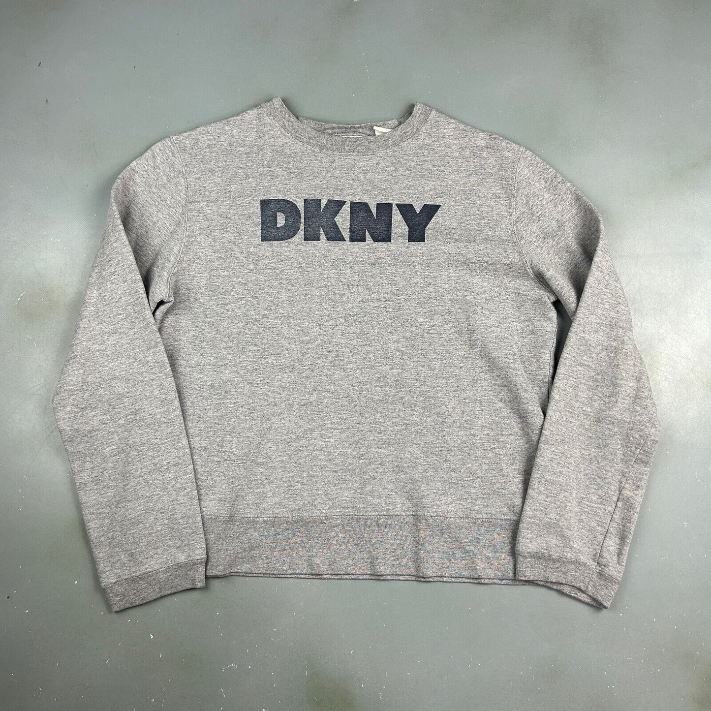 VINTAGE 90s DKNY Faded Logo Grey Crewneck Sweater sz Medium Adult