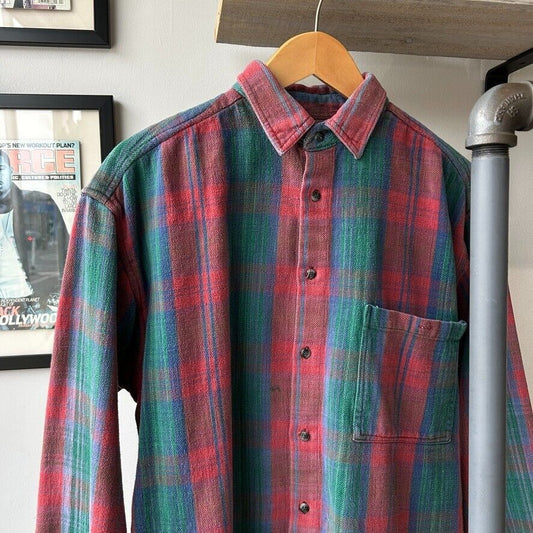 VINTAGE 90s | Faded Plaid Flannel Button Down Shirt sz M