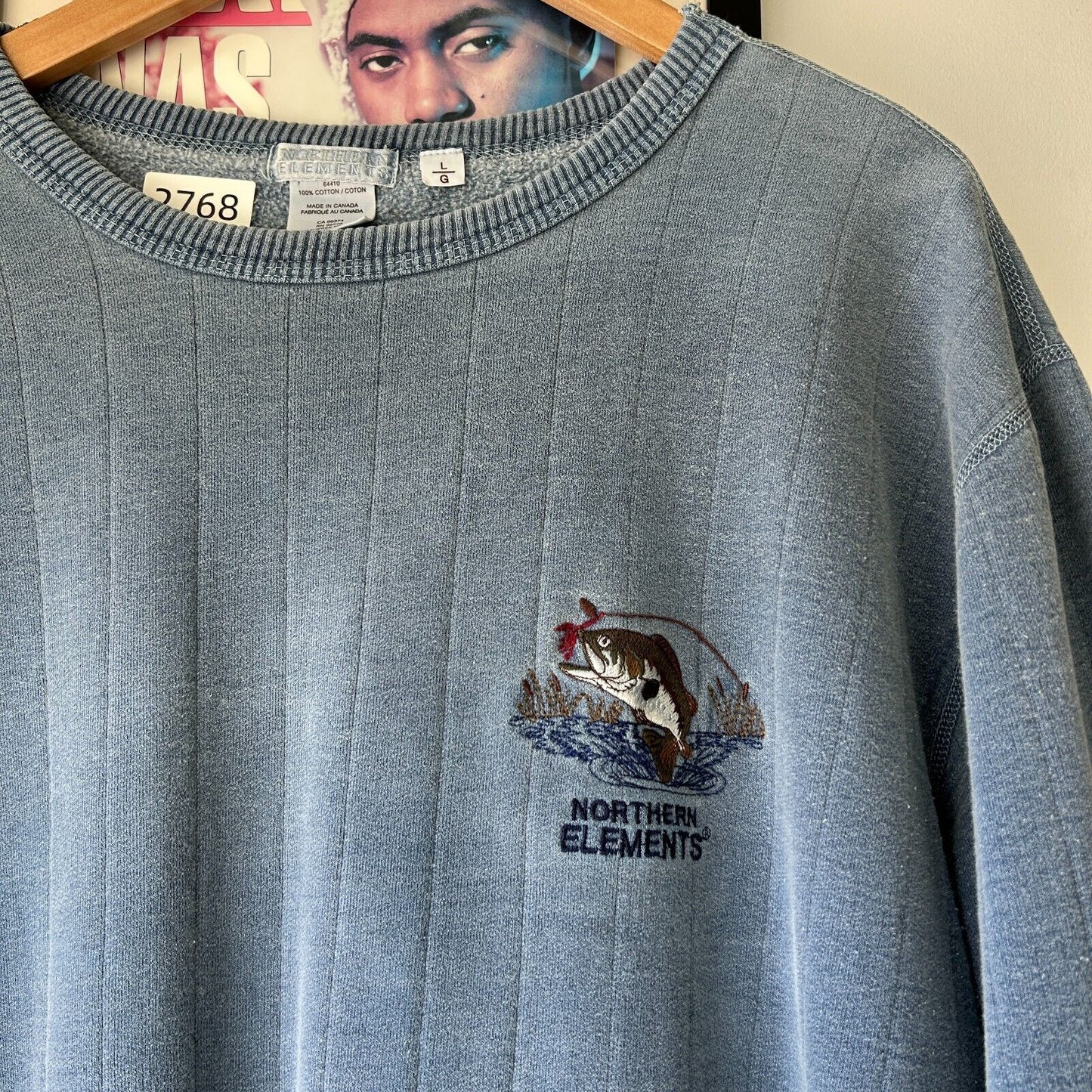 VINTAGE 90s | Northern Elements Faded Clay Blue Crew Sweater sz L