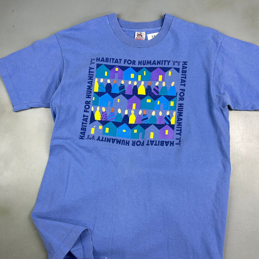 VINTAGE 90s | Habitat For Humanity Illustration Art T-Shirt sz L Men Adult