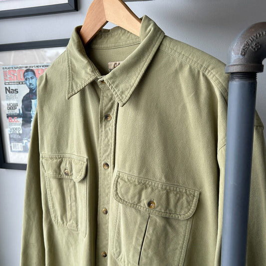 VINTAGE | Cabela's Chamois Moss Green Button Down Shirt sz XL