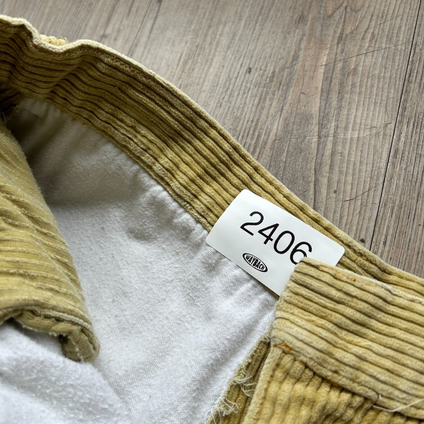 VINTAGE 80s | Light Yellow Jumbo Corduroy Trouser Pants sz W27 L26
