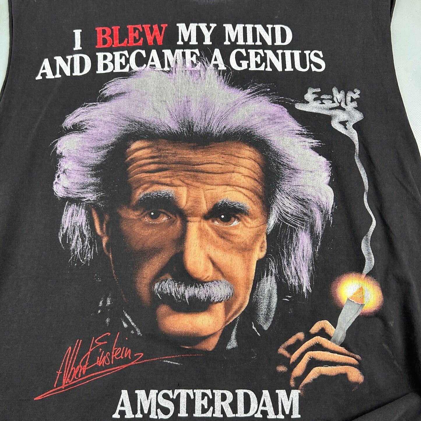 VINTAGE 90s | Albert Einstein Amsterdam Sleeveless T-Shirt sz L Adult