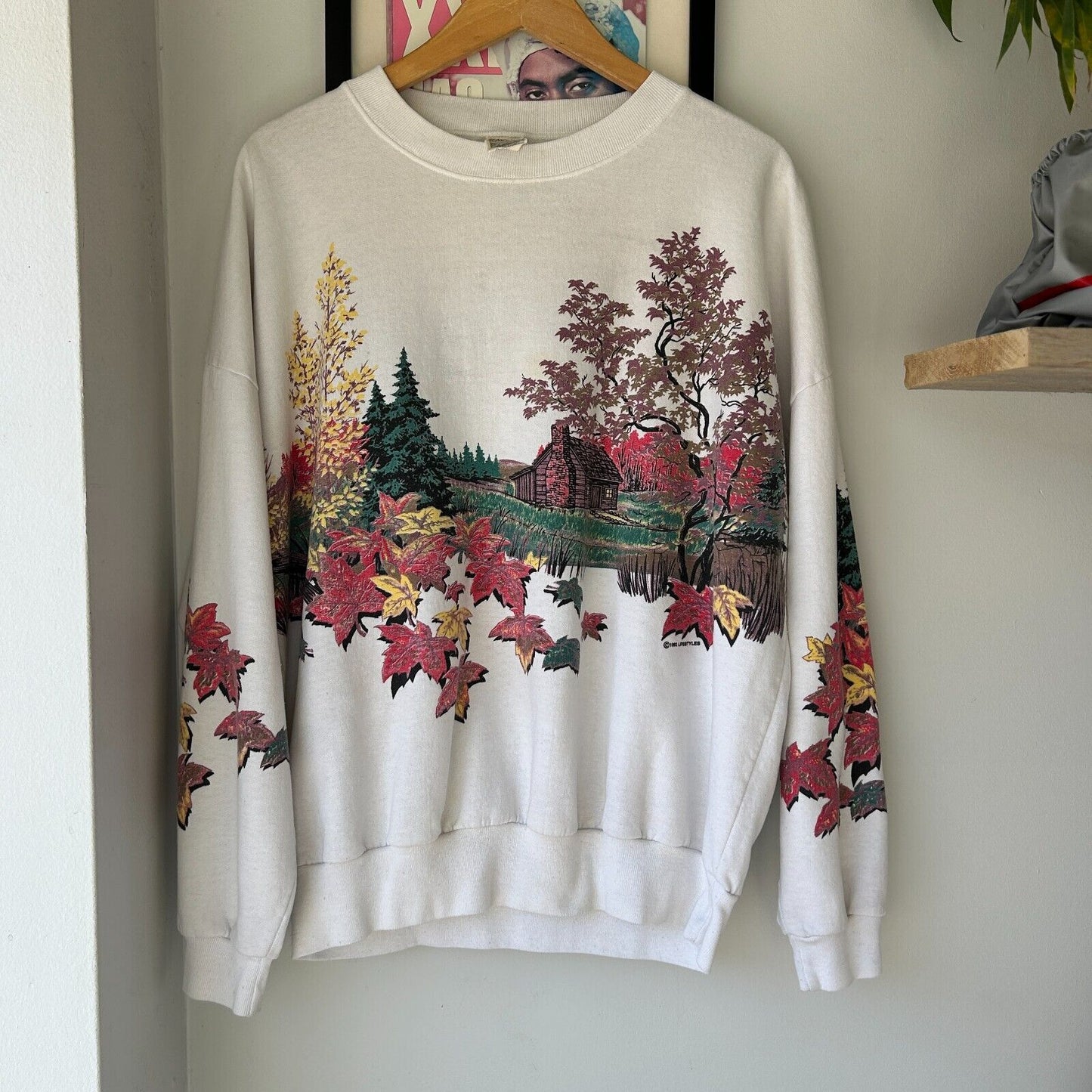 VINTAGE 90s | Lifestyles All Over Fall Nature Print Crew Sweater sz XL-2XL