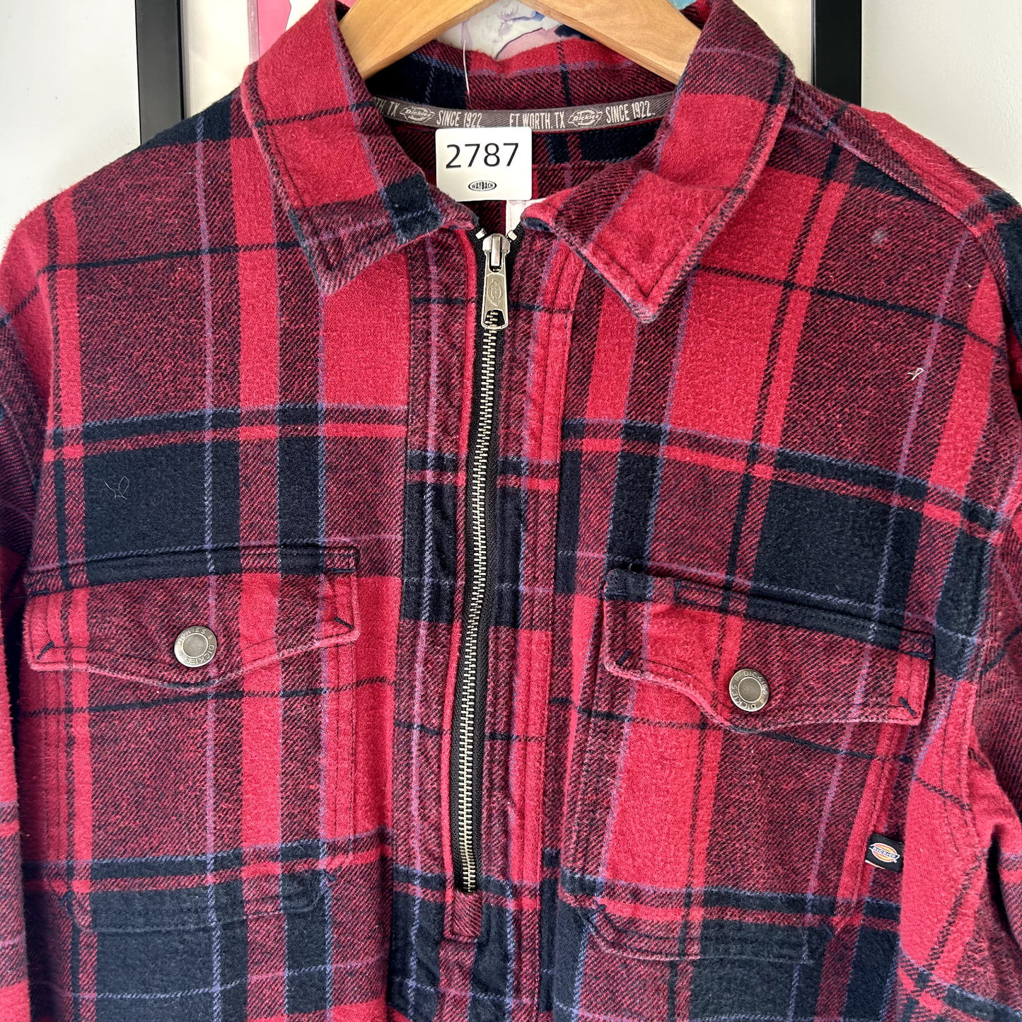 VINTAGE | 1990s Dickies Buffalo Plaid Zip Up Flannel Shirt sz L