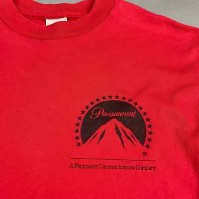 VINTAGE 90s Paramount Communications Company Red T-Shirt sz Large Adult