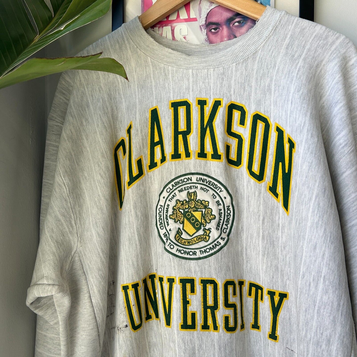 VINTAGE 90s | Clarkson University Vertical Striped Crewneck Sweater sz XL Adult