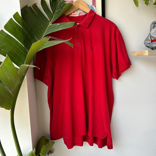 VINTAGE 90s | Nike Tonal Red Logo Polo Shirt sz XL