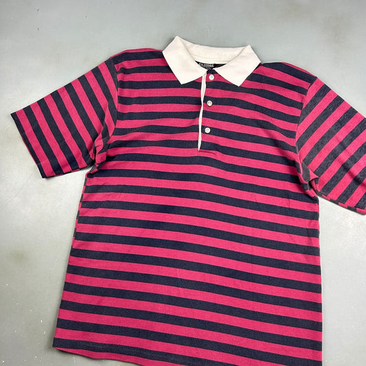 VINTAGE 90s On Stage Striped Polo Shirt sz M - L Adult