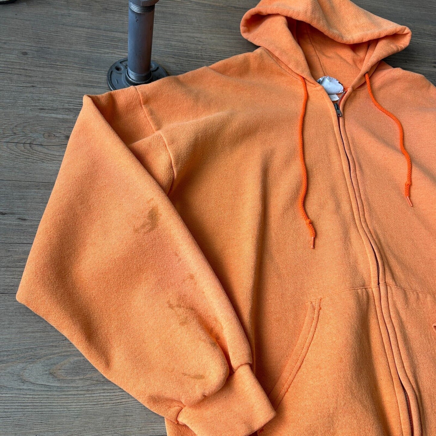 VINTAGE 90s | Sun Faded Orange Blank Lee Zip Up Hoodie Sweater sz XL