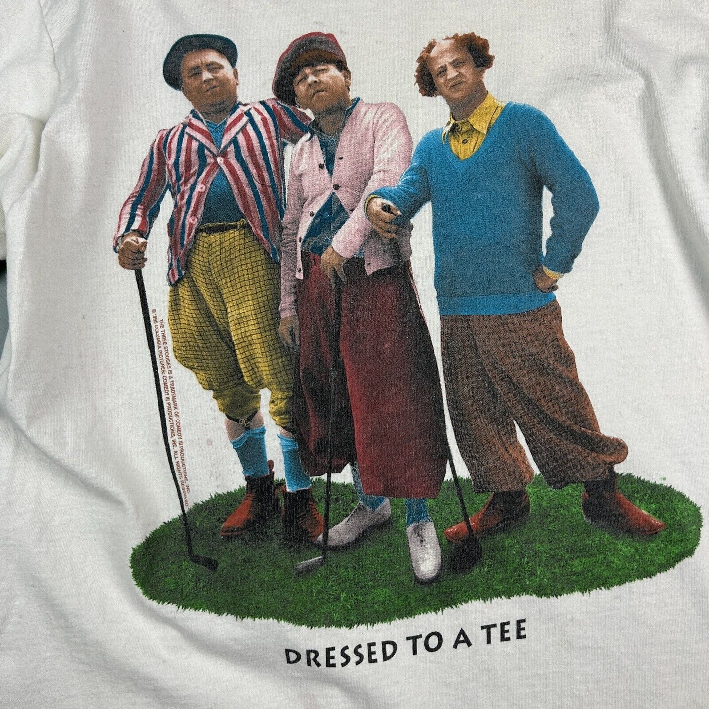 VINTAGE 90s | The Three Stooges Golfing Movie T-Shirt sz M Adult