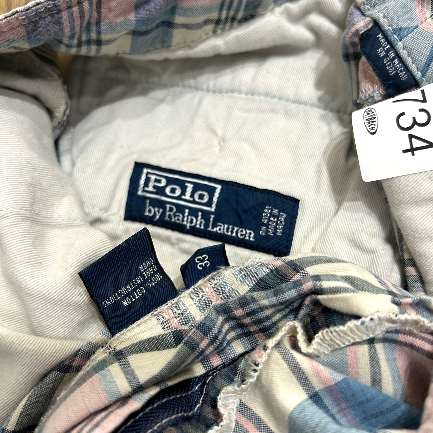 Vintage 1990s Polo Ralph Lauren Plaid Shorts Light Weight sz Mens W33