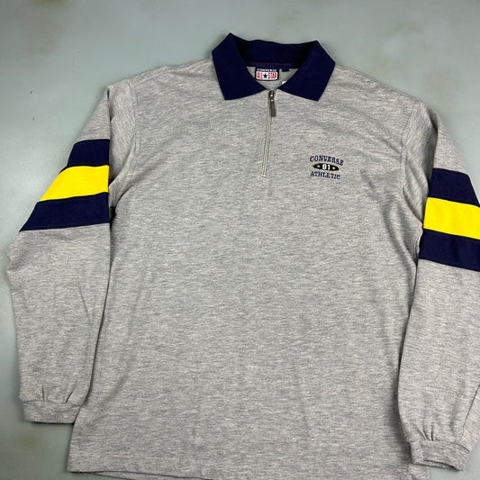 VINTAGE Converse All Star 1/4 Zip Polo Rugby Shirt sz Large Adult