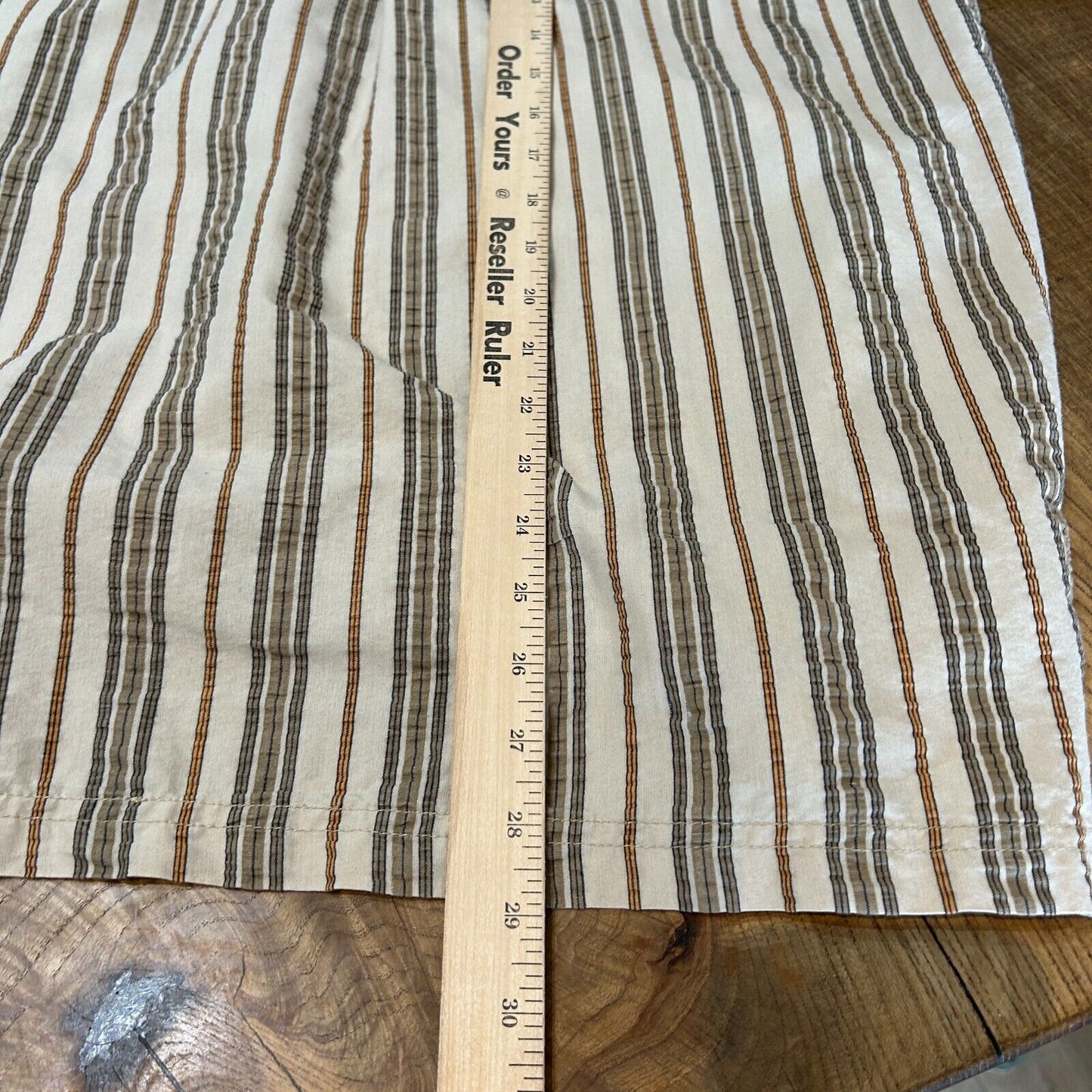 VINTAGE | B.U.M Earth-tone Striped Short Sleeve Button Down Shirt sz M