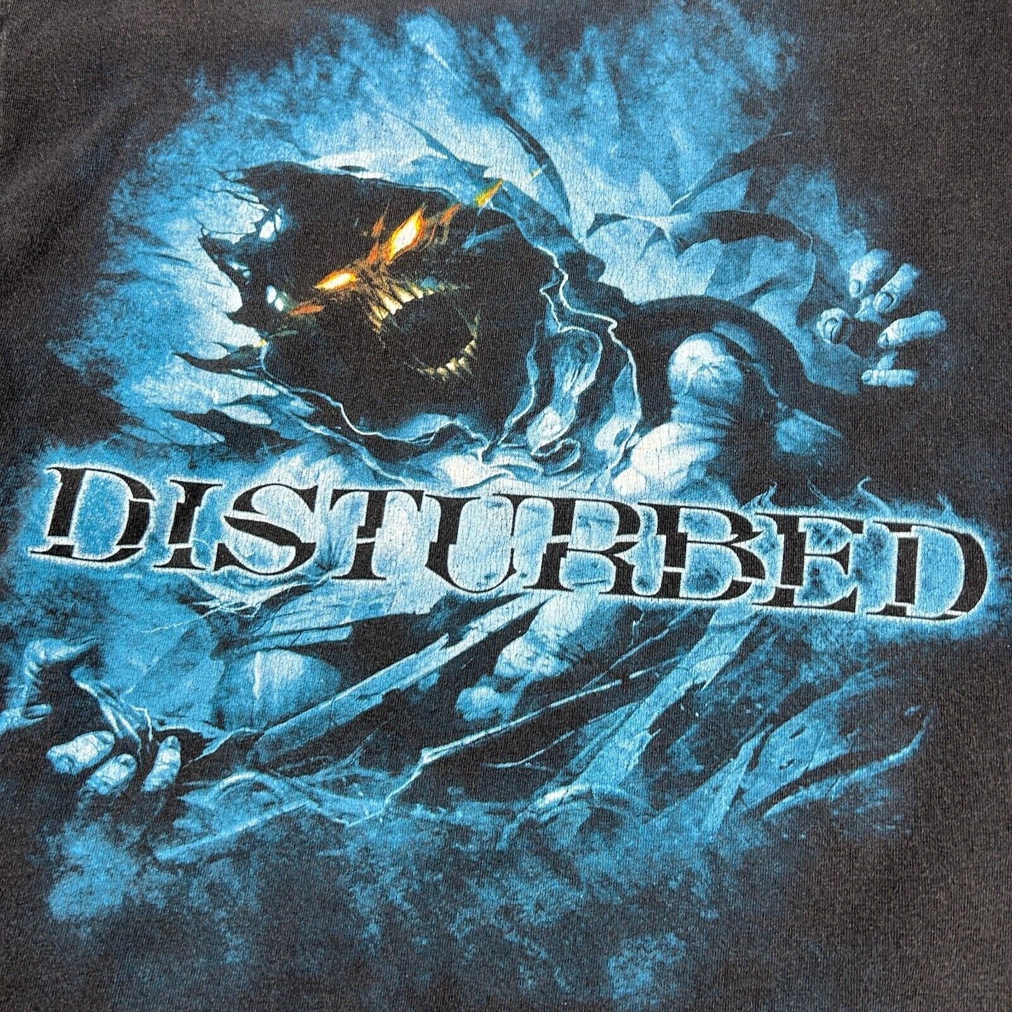 VINTAGE Y2K Disturbed Video Game Faded Black T-Shirt sz Small Adult