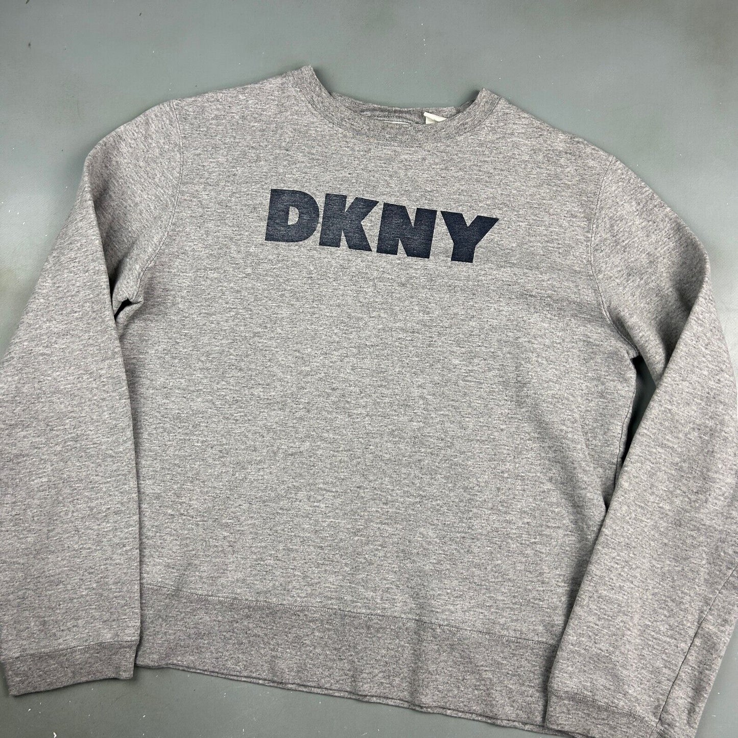 VINTAGE 90s DKNY Faded Logo Grey Crewneck Sweater sz Medium Adult
