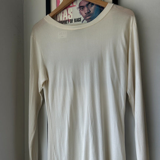 VINTAGE 80s | L.L Bean Sheer Spandex Cream Long Sleeve T-Shirt sz S