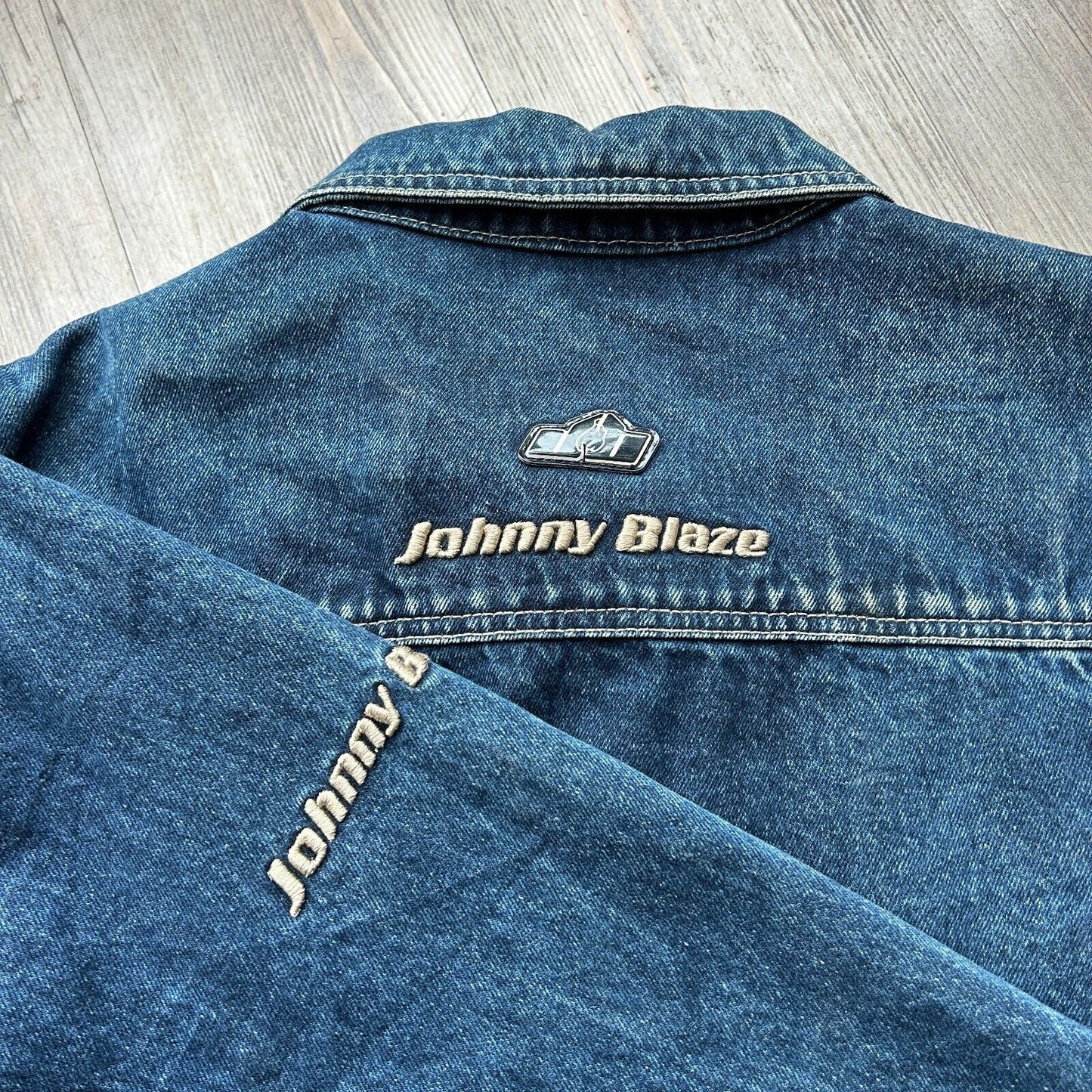 VINTAGE | Johnny Blaze Hidden Zip Pocket Denim Trucker Jacket sz L
