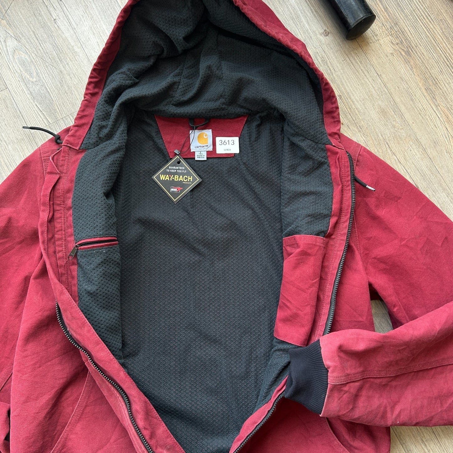 VINTAGE | Carhartt Dark Red Zip Hooded Jacket sz L