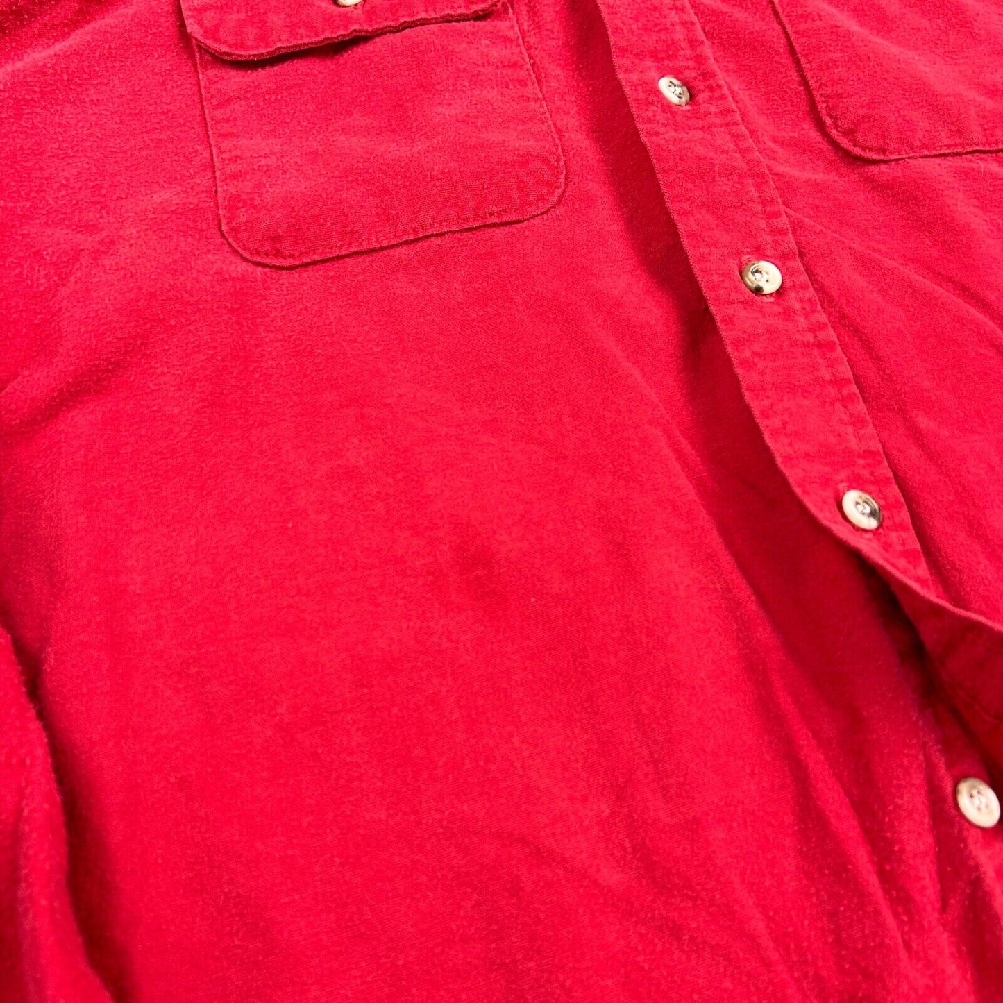 VINTAGE 90s Five Brother Red Chamois Cloth Button Up Shirt sz XL Adult