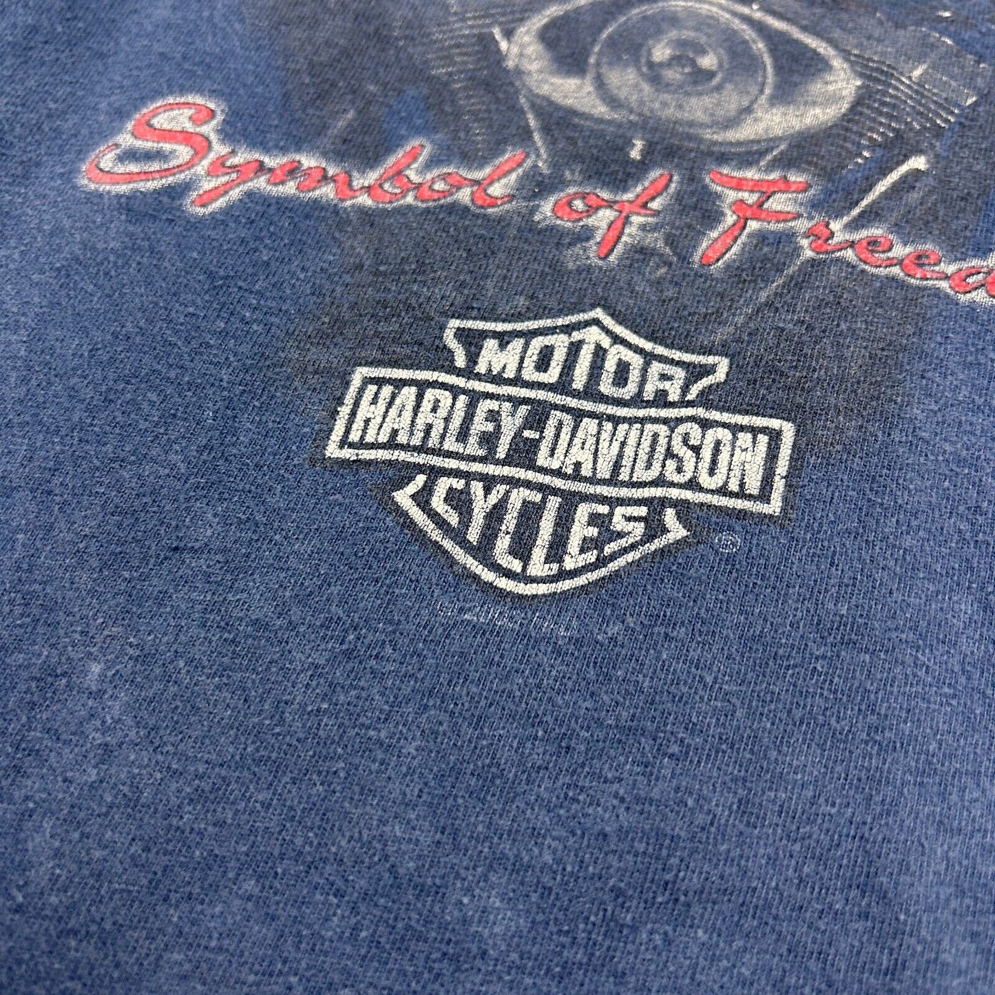 VINTAGE | HARLEY DAVIDSON Motor Cycles Tomahawk Biker Navy T-Shirt sz L Adult