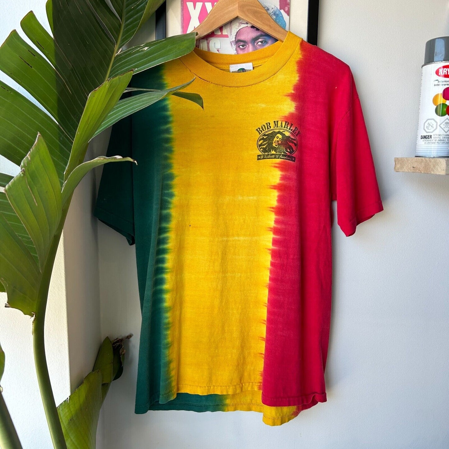 VINTAGE 90s | Bob Marley One Love One Heart Rasta Tye Dye T-Shirt sz M