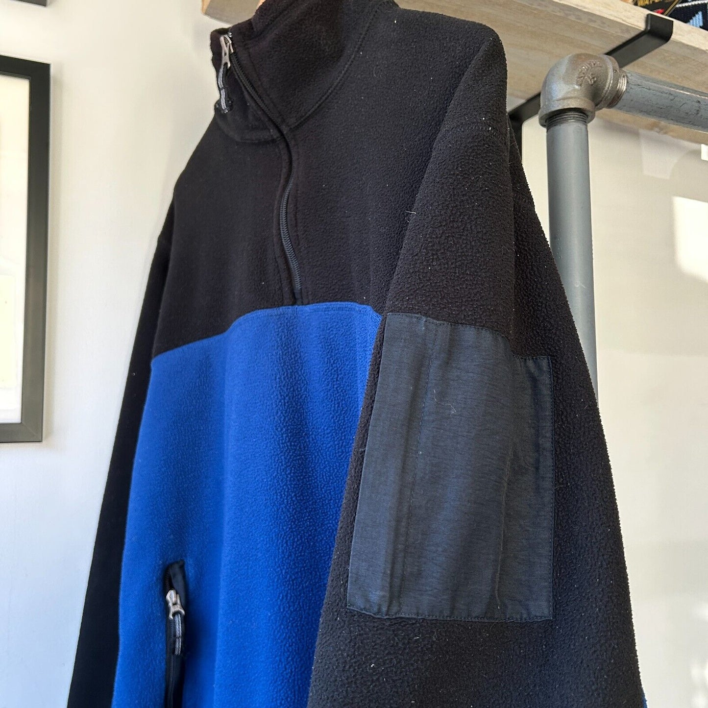 VINTAGE | GAP 1/4 Zip Collard Color Block Fleece Sweater sz XL