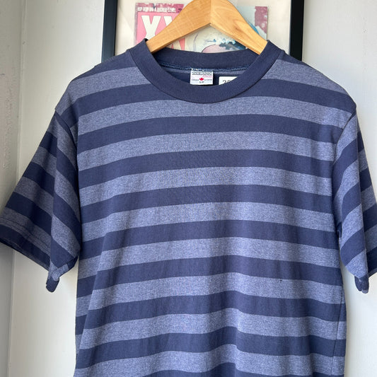 VINTAGE 90s | Blank Blue Striped T-Shirt sz S