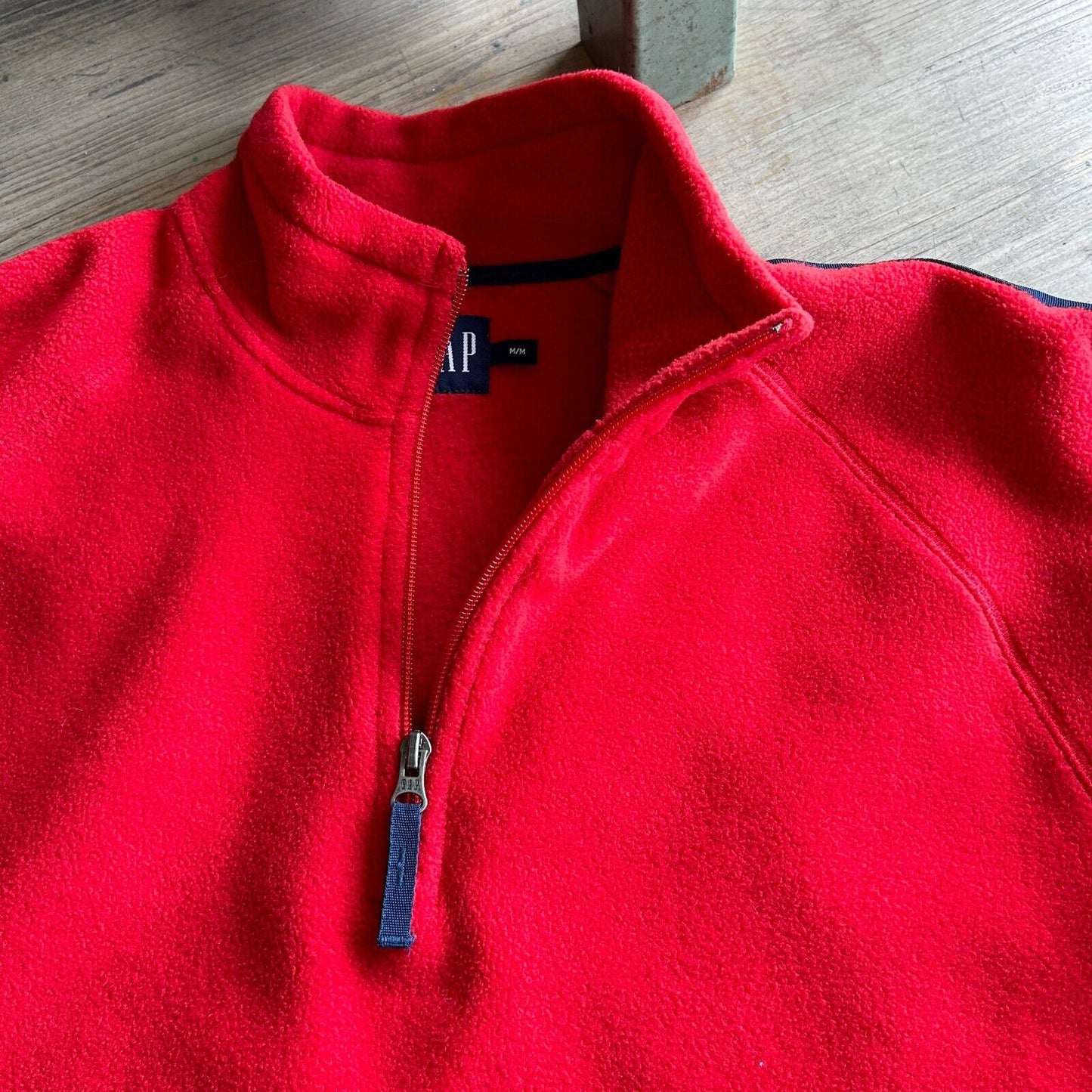 VINTAGE | GAP 1/4 Zip Red Striped Fleece Sweater sz XL