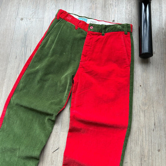 VINTAGE 90s | Corduroy Color Block Trouser Pants W32 L30