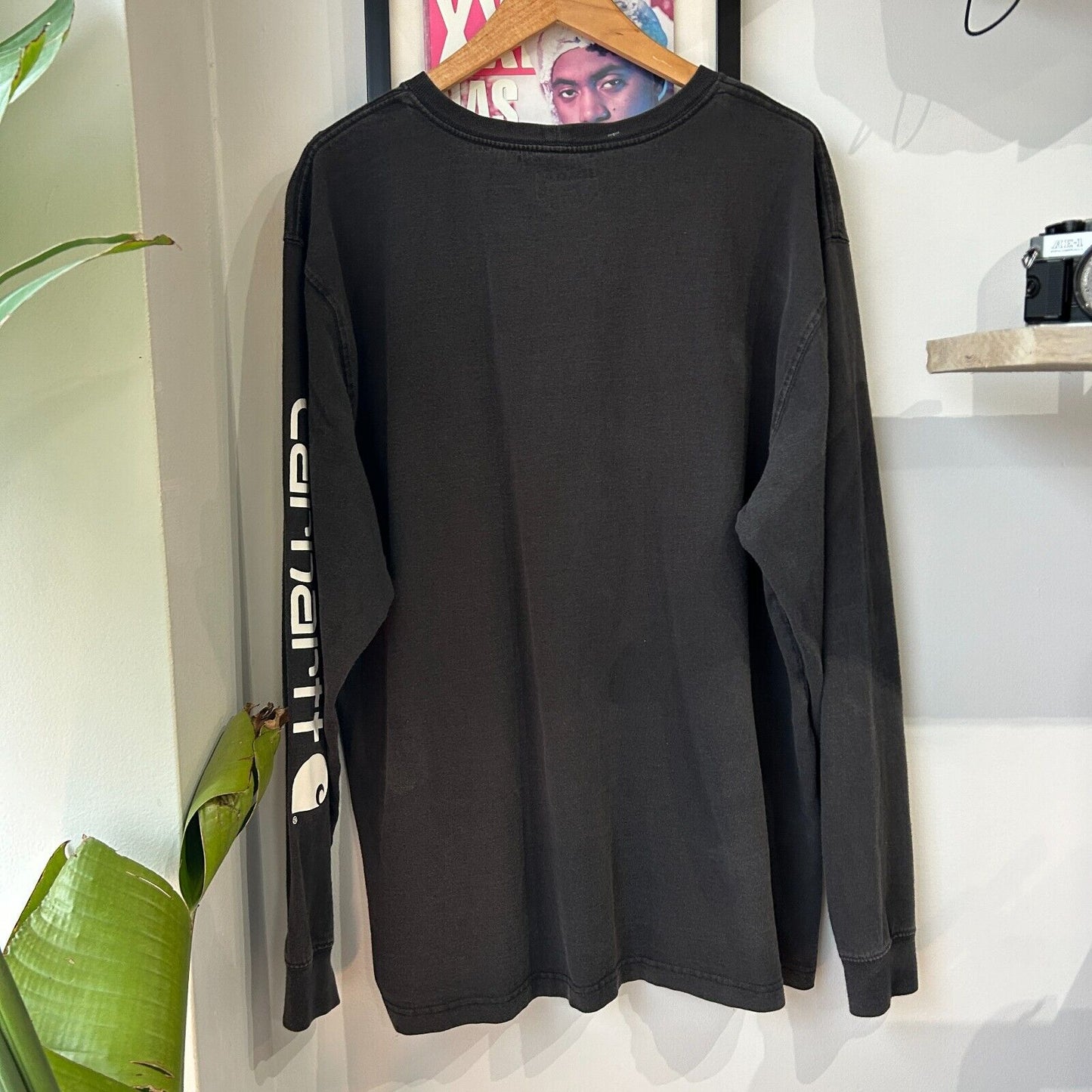 VINTAGE | CARHARTT Black Long Sleeve Logo T-Shirt sz L Adult