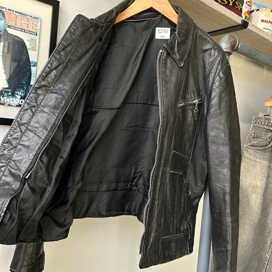 VINTAGE 70s | Schott NYC Motorcycle Leather Jacket sz M 40