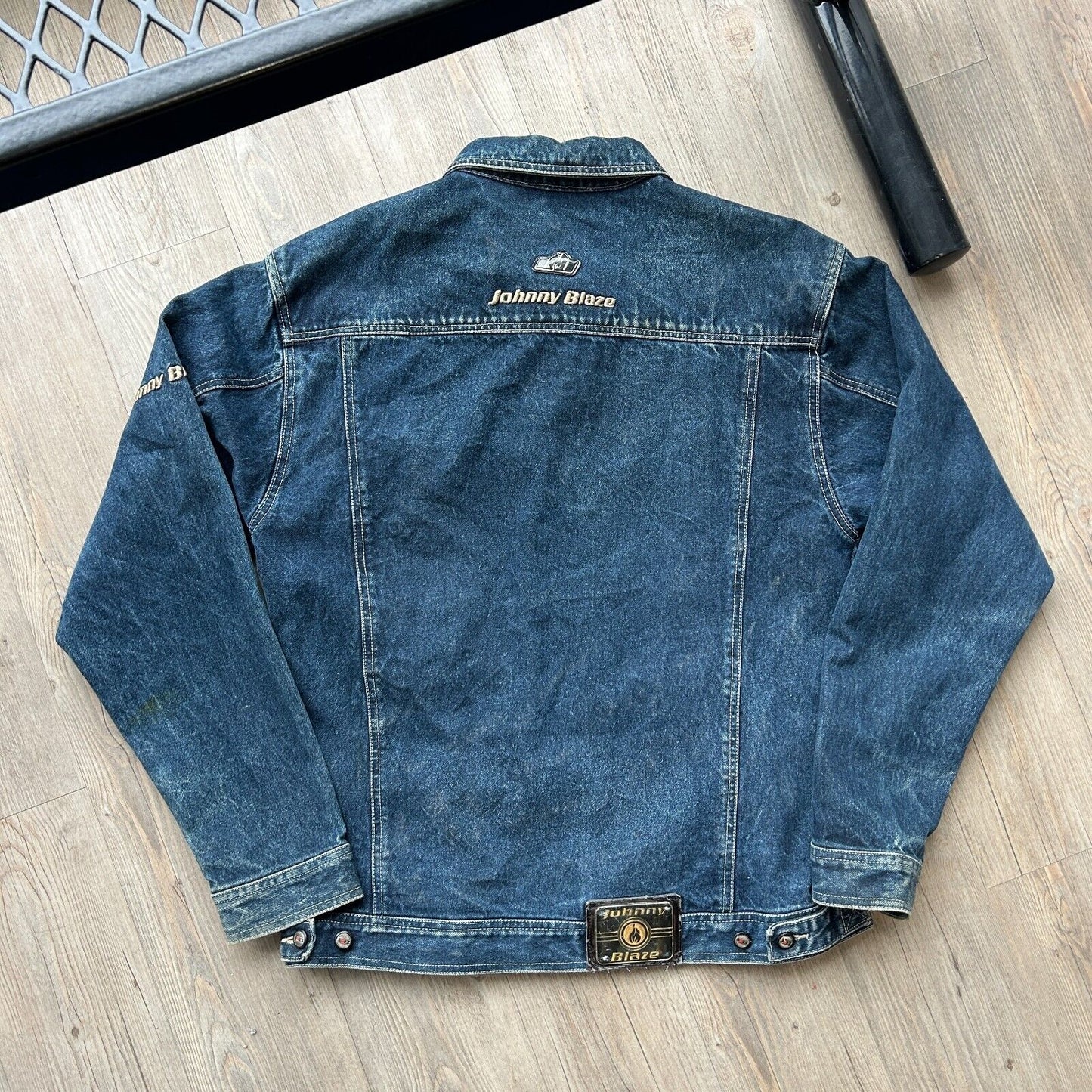 VINTAGE | Johnny Blaze Hidden Zip Pocket Denim Trucker Jacket sz L
