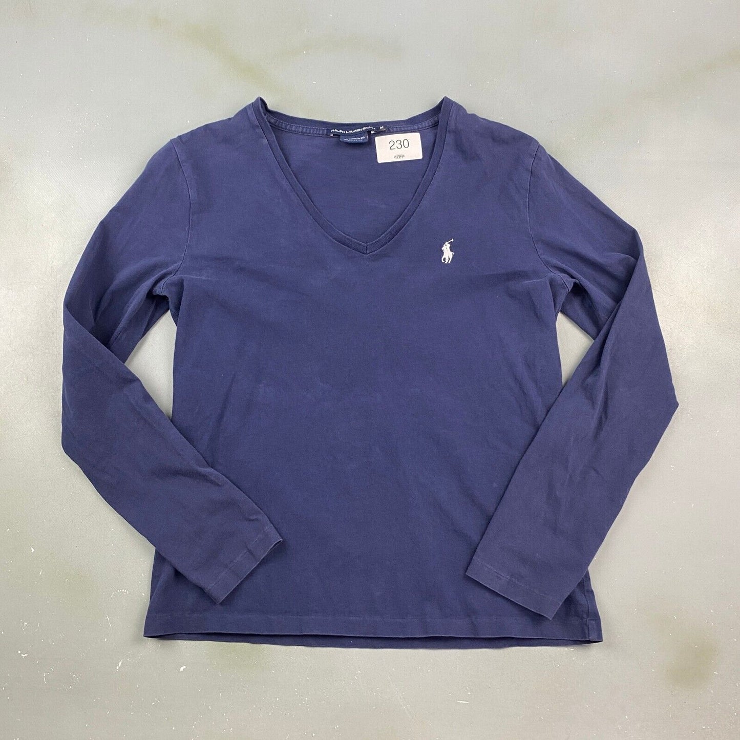 VINTAGE Ralph Lauren Sport V-neck Long Sleeve T-Shirt sz Medium Womens