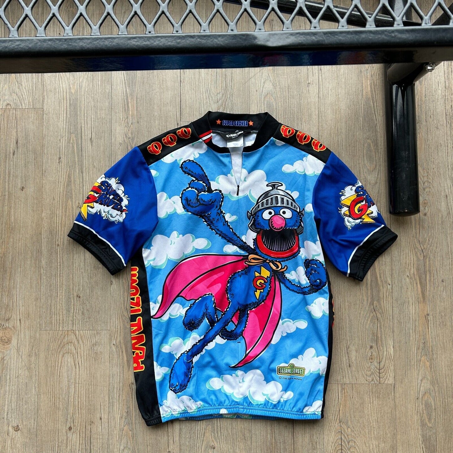 VINTAGE | Sesame Street Super Grover Cycling Bike Jersey sz M Adult