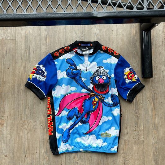VINTAGE | Sesame Street Super Grover Cycling Bike Jersey sz M Adult