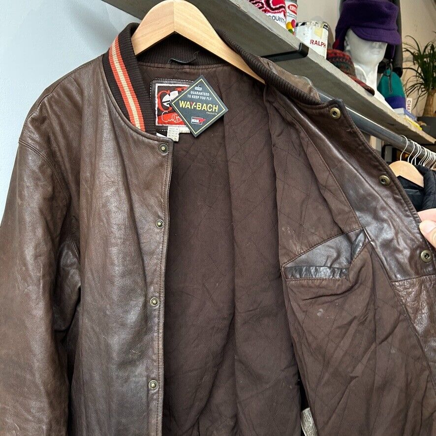 VINTAGE 90s | Cleveland Browns Football Leather Bomber Jacket sz XL