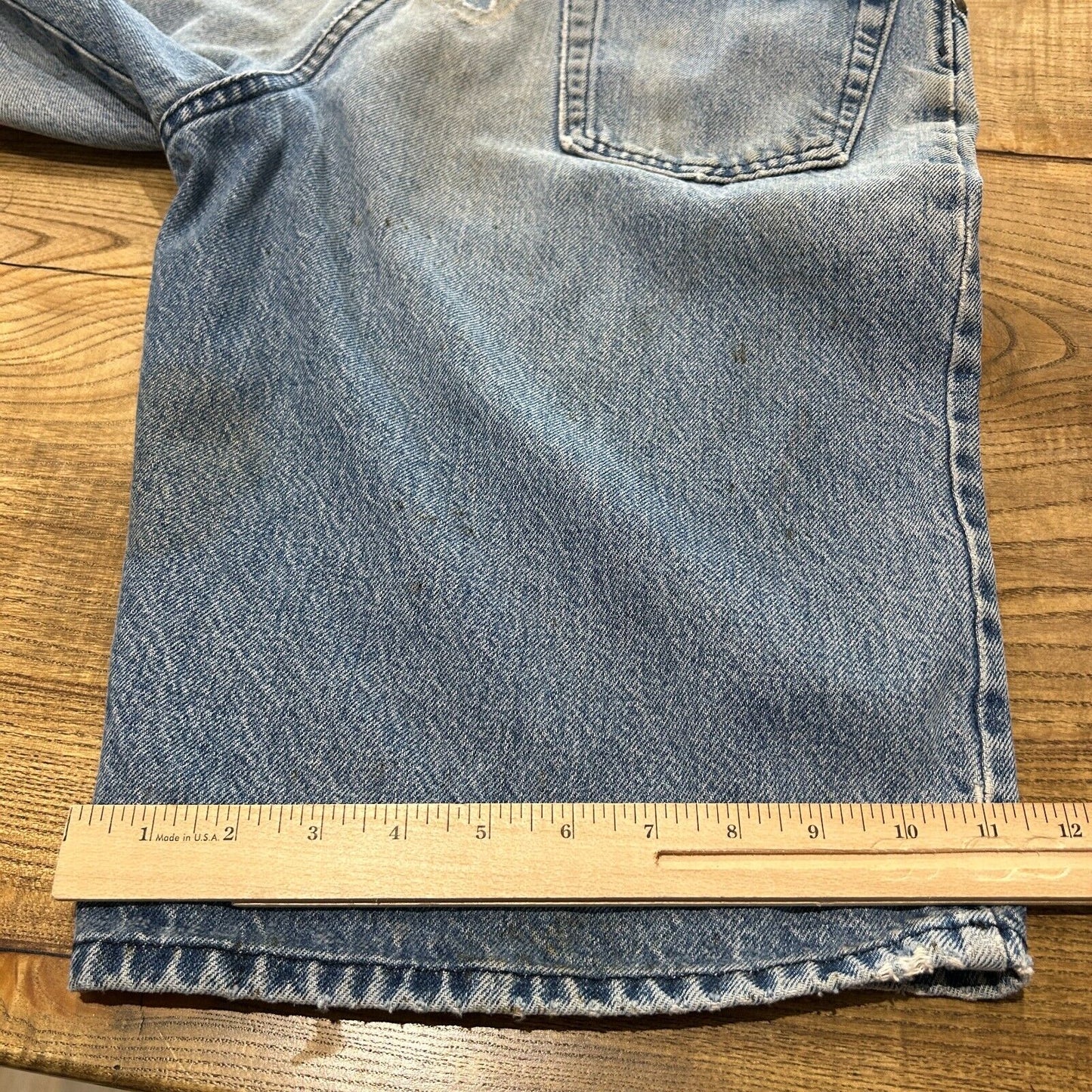 VINTAGE | BOSS Embroidered Thrashed Baggy Jean Shorts sz W33