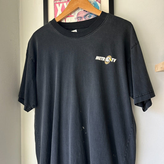 VINTAGE 90s | Metro TV Logo Black T-Shirt sz L