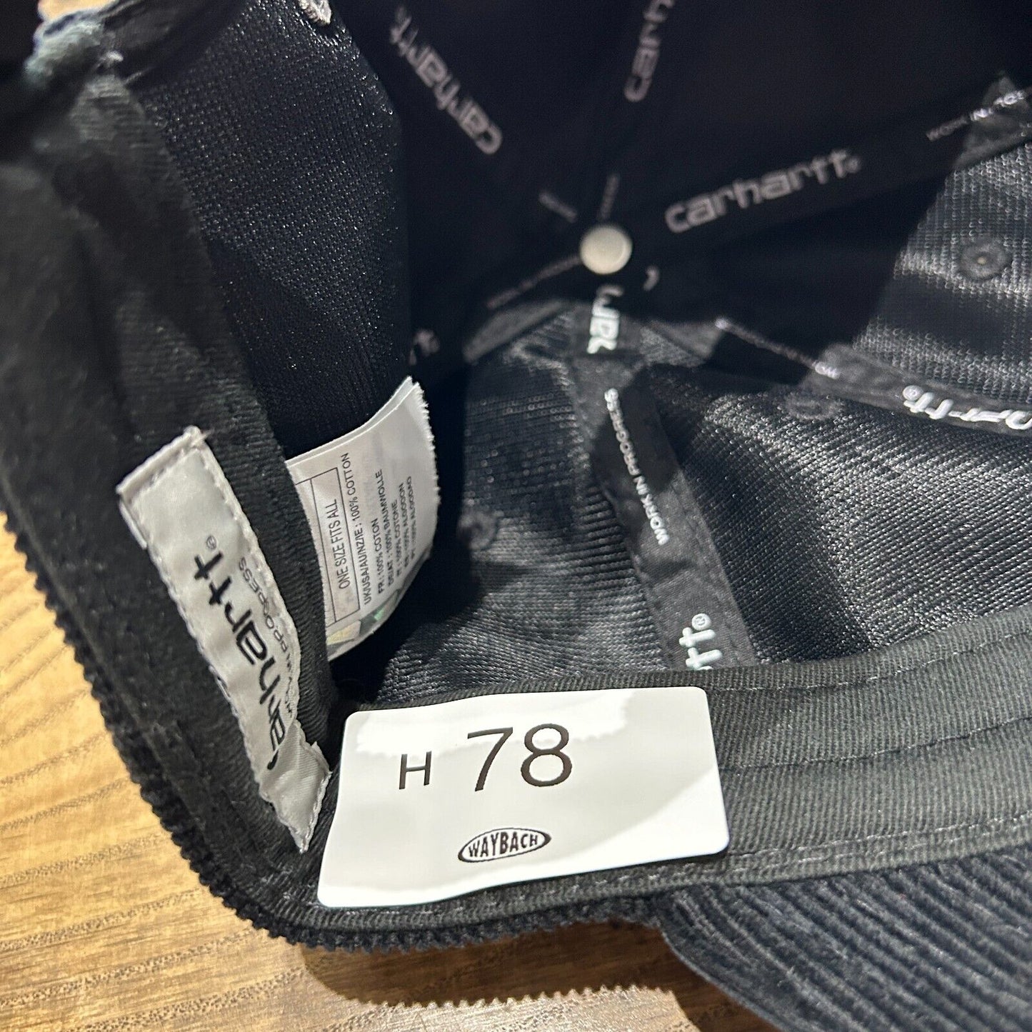 VINTAGE | Carhartt WIP Black Corduroy Strap Back Cap HAT One Size