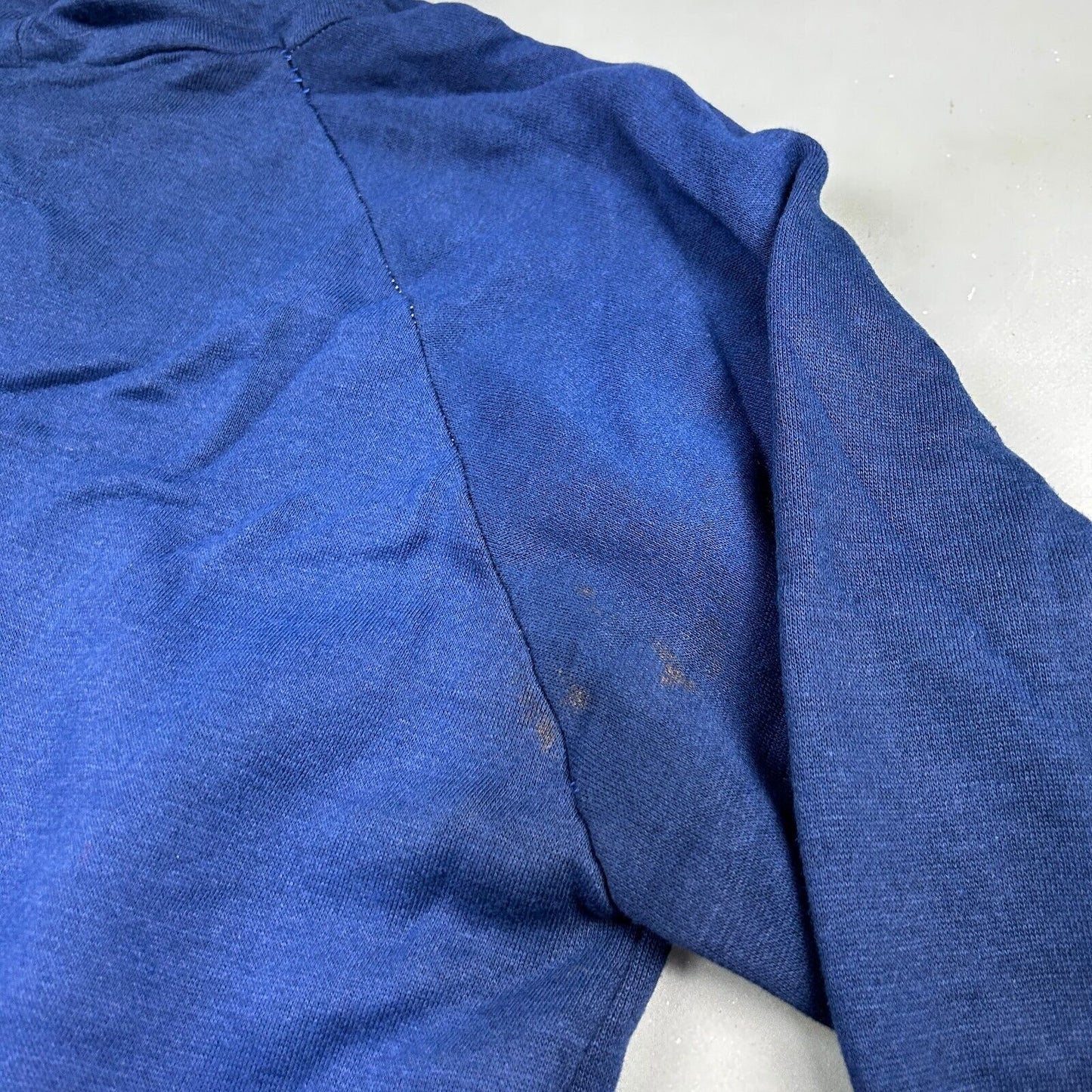 VINTAGE 80s Head Start Sun Kissed Blank Blue Zip Up Hoodie Sweater sz M Adult