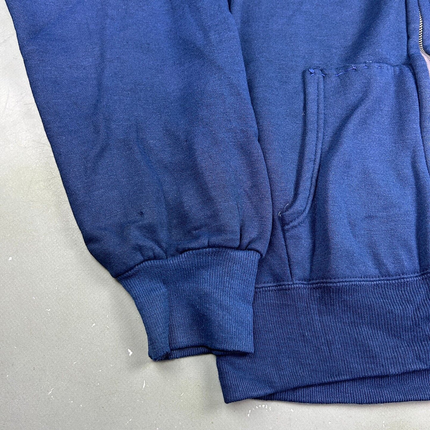 VINTAGE 80s Head Start Sun Kissed Blank Blue Zip Up Hoodie Sweater sz M Adult