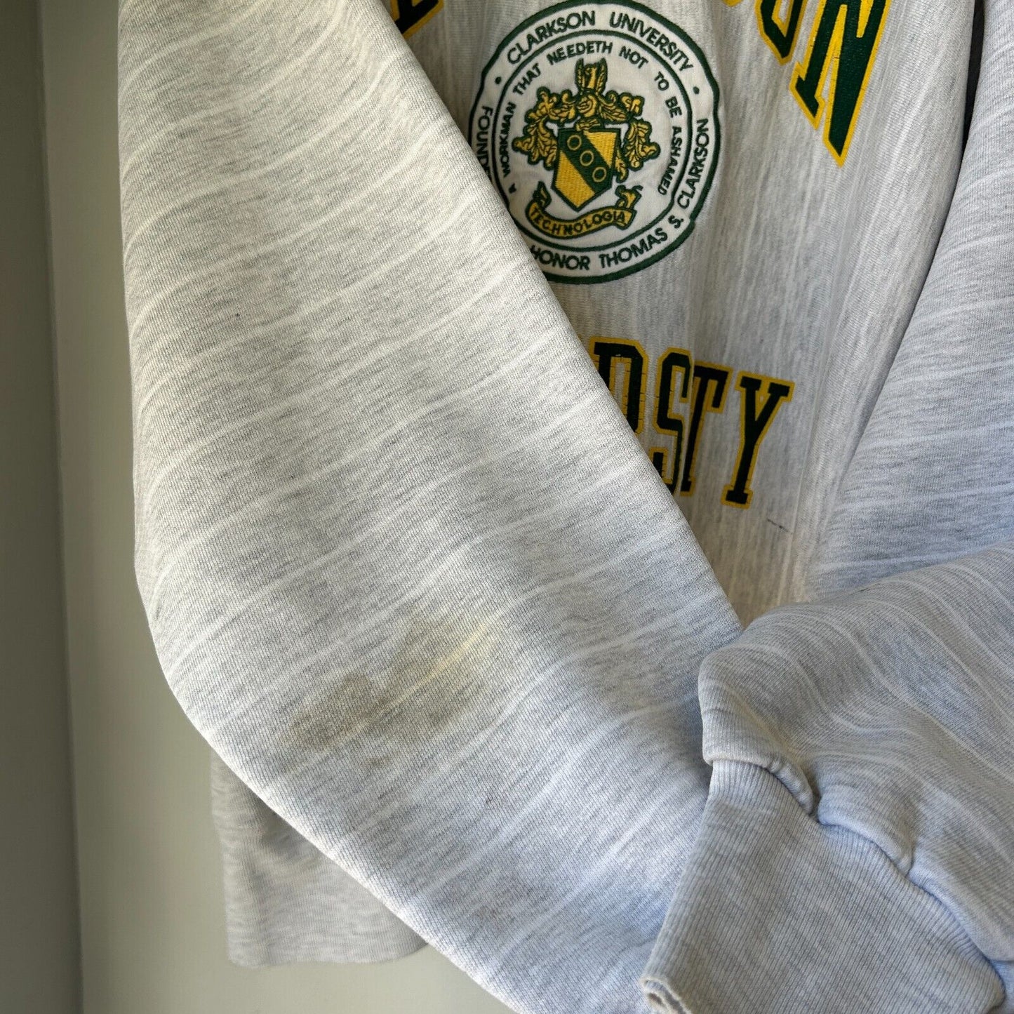 VINTAGE 90s | Clarkson University Vertical Striped Crewneck Sweater sz XL Adult