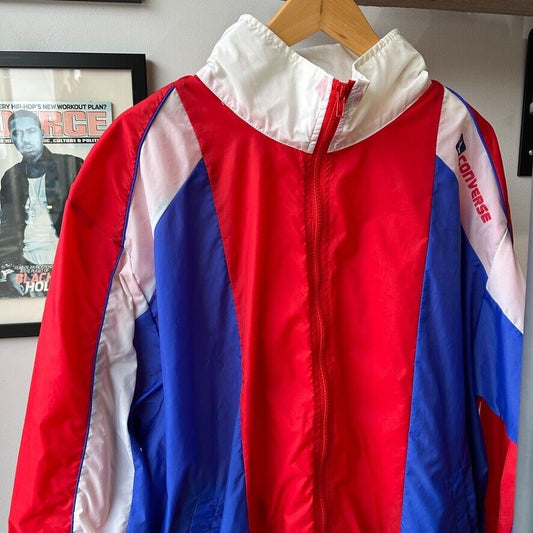 VINTAGE 80s | Converse Color Block Windbreaker Jacket sz XL