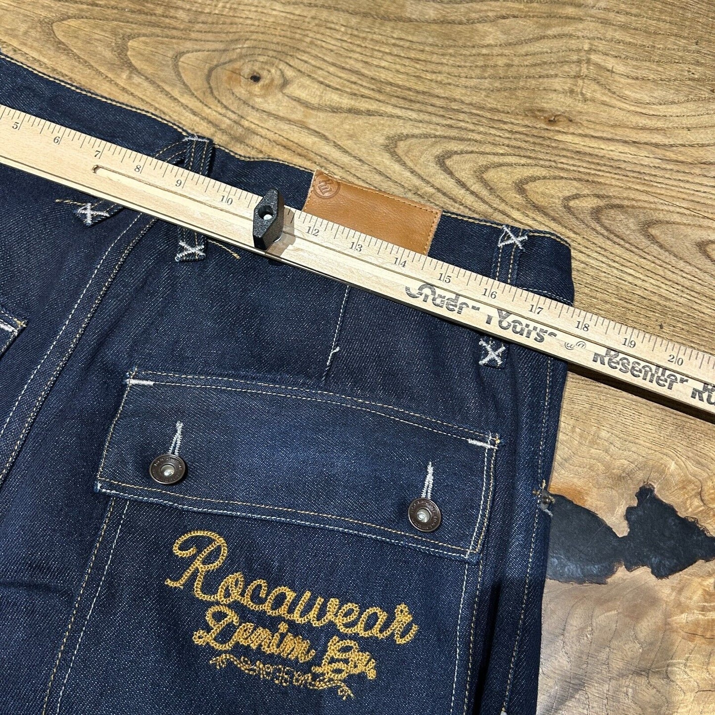 VINTAGE | Rocawear Raw Indigo Denim Contrast Stitch Jeans Pants NWT sz W35 L34