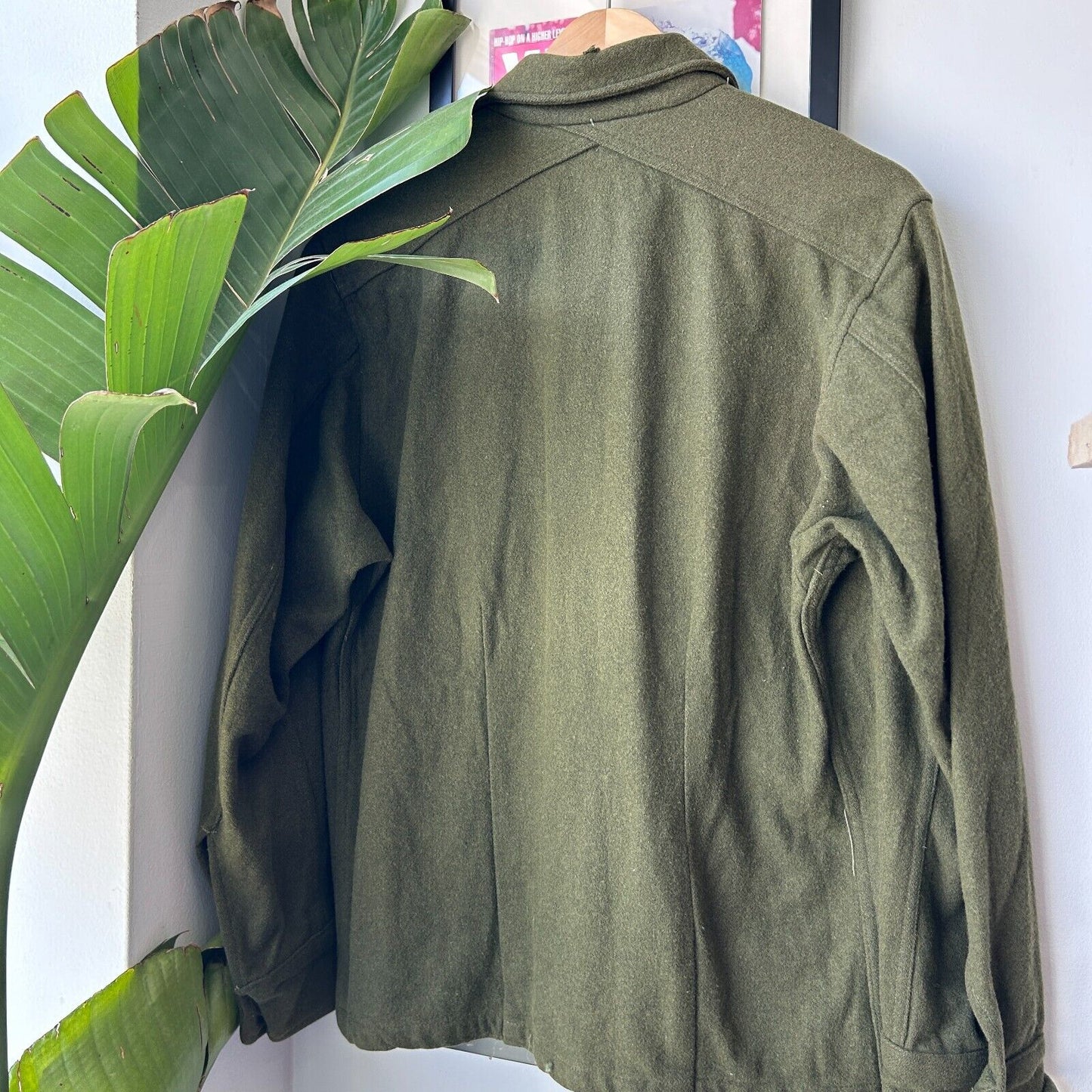 VINTAGE 60s 70s | U.S Army Military Fatigue Wool Button Down Shirt sz M Adult