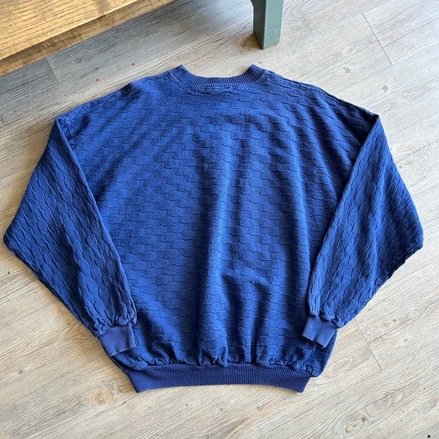 VINTAGE 90s | Florida Textured Checkered Crew Sweater sz L