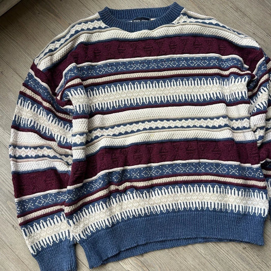 VINTAGE 90s | John Henry Cotton 3D Coogie Knit Sweater sz L